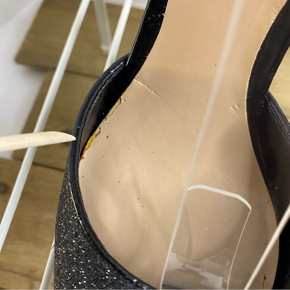 Aldo Women’s Block Heel Sparkly Pointed Toe Ankle Strap Black Shoes Size 9 - Picture 7 of 11